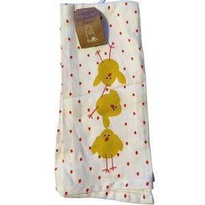Cottontail Lane Kitchen Towels 2pk White Yellow Red New Easter Chicks 18x28